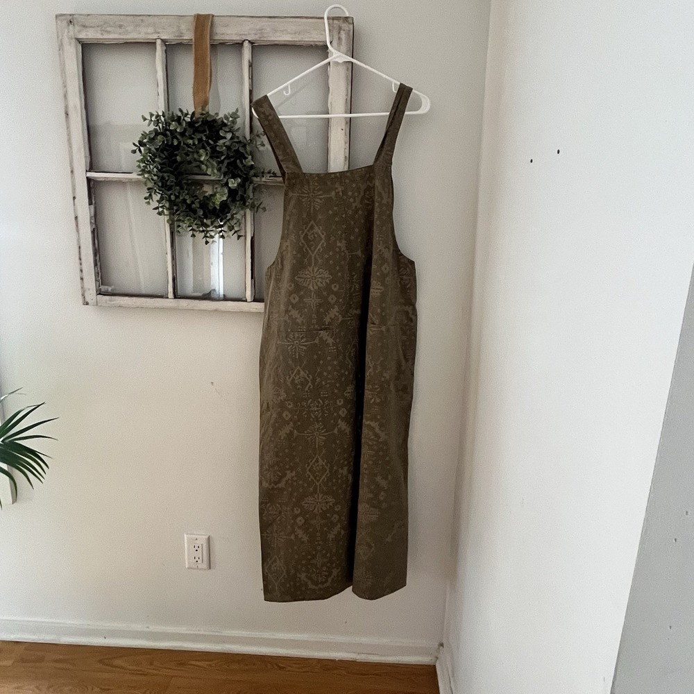 NWT Easel Mocha Ethnic Printed Twill Overall Jumpsuit Overalls‎ Size L Boho - Picture 11 of 13